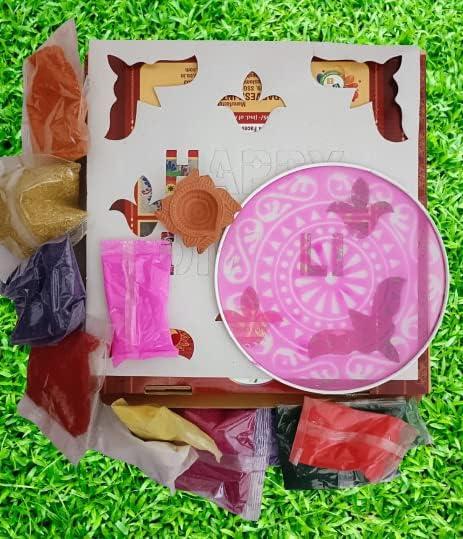 Kit de ferramentas de Diwali Rangoli | 12 Cores + 1 Rangoli Outliner + Dot & Spread Rangoli Maker, Multicolor