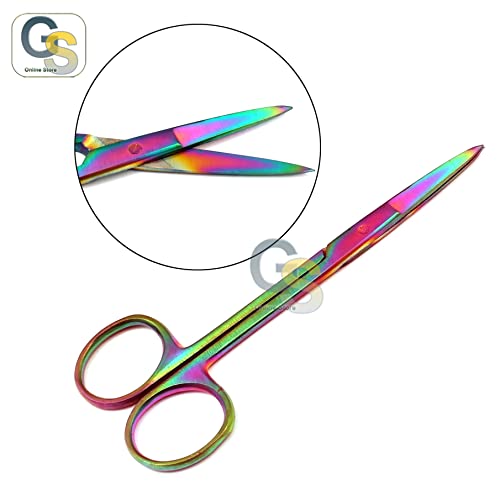Multi Titanium Color Rainbow Iris Scissors 4,5 Aço inoxidável curvo por G.S online Store
