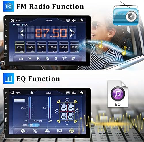 Estéreo de carro de toque de toque único com Apple CarPlay e Android Auto, Radio de carro de 9 polegadas 1 DIN com Bluetooth