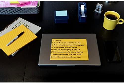 Post-It Super Sticky Notes, 8x6 in, 4 almofadas, 2x a potência de aderência, coleta de impulso de energia, cores brilhantes, reciclável