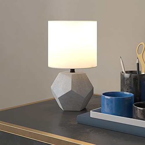 Henn & Hart 12,5 Lâmpada de altura com tonalidade de tecido em concreto/lâmpada pequena, branca para quarto, mesa