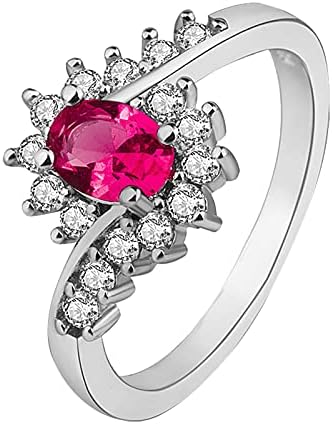 Prata prata cúbica zircônia redonda de engajamento solitário anel de noiva colorido anéis de diamante de cristal colorido