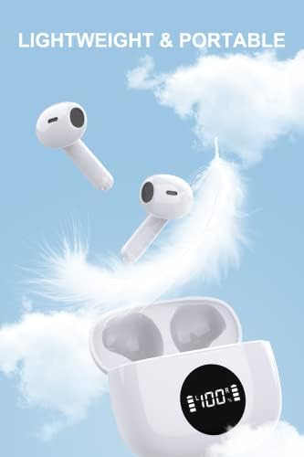 Fones de ouvido sem fio olatoo, fones de ouvido Bluetooth 5.3 com estojo de carregamento, controle estéreo de controle de toque com fones de ouvido com microfone para Android/iOS, fones de ouvido sem fio à prova de suor para executar exercícios