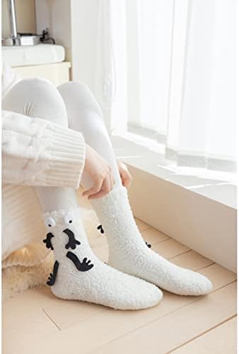 Meias de inverno Soft Warm Comfort Casual Meias para mulheres engraçadas meias de lã de lã de coral Listra de meias