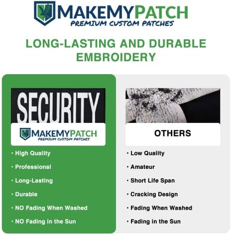 Sistema de gancho de loop makemypatch Patch de segurança de 2 pacote - patches de segurança bordados para uniformes - patch de segurança pequeno e grande - patches de segurança de gancho de loop para colete ou jaqueta