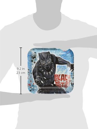 AMScan 551957 Marvel Black Panther ™ Square Placas, 9 , 8 PCs, Favor de festa
