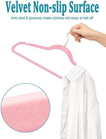 Cabides de economia de espaço de plástico inteligente para roupas com cabides de veludo rosa 50 cabides de feltro de