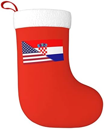 TZT American Flag and Croatian Flag Meias de Natal, presentes de festa de férias de Natal para decorações de férias em família de 18