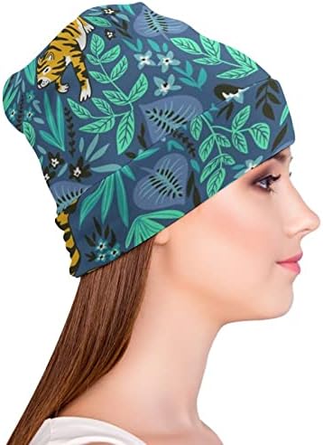 Baikutouan Bohemian Tropical Tiger Print Feanie Hats for Men Mulher With Designs Skull Cap