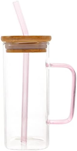 Garrafas de água de vidro de cabilock xícaras de vidro com tampas de madeira e palhadas bebendo copos de café gelado de copo de bebida