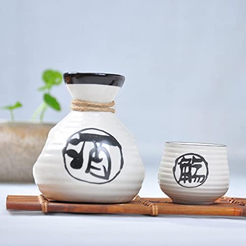 Conjunto de chá de chá de cerâmica Milisten Conjunto de saquê japonês: Botão de saquê de porcelana tradicional Tokkuri e 2 xícaras