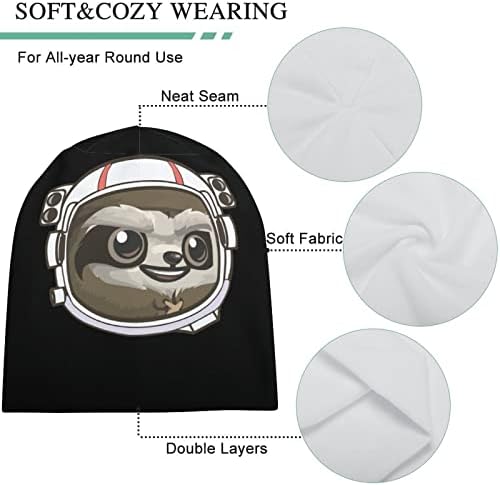 Astronauta da preguiça do gorro unissex boné macio e quente touca de pullover para dormir correndo casual