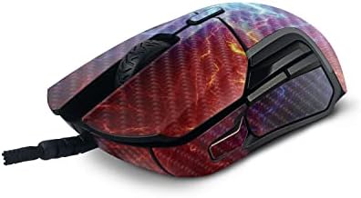 Mightyskins Fibra de carbono compatível com a SteelSeries Rival 5 Mouse de jogos - Lightning Color | Acabamento protetor