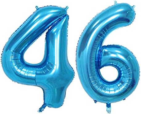 Qweqwe azul número 46 balões 40 Número de papel alumínio balão de 46 anos de aniversário 46 hélio grandes balões para