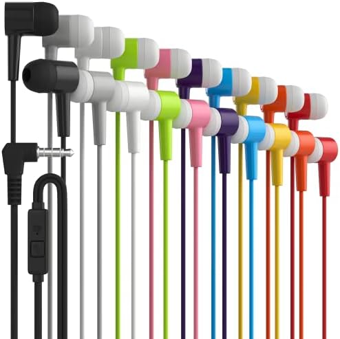 Mael Wired Earbuds 200 pacote, novos fones de ouvido com microfone, fones de ouvido com bloqueio de ruído estéreo