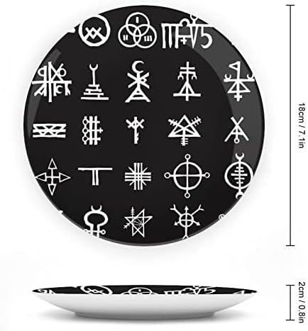 Símbolos wiccan símbolos imaginários símbolos cruzados prato decorativo cerâmico com exibição pendurado pendurado aniversário de