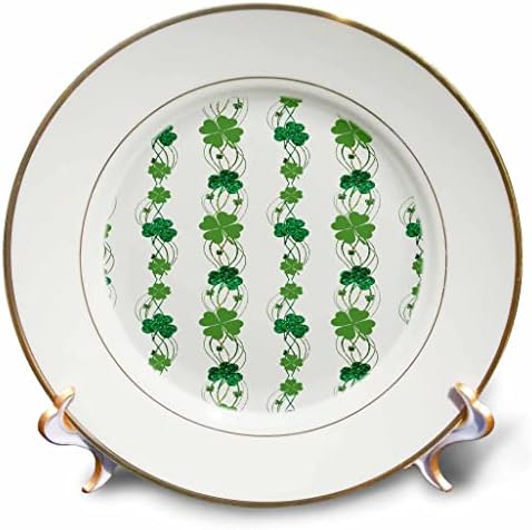 3drose St Patricks Day Imagem de Glitter Four Clover e Padrão de fitas - Placas