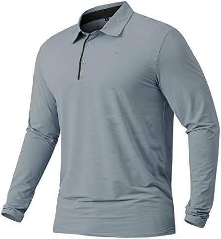 Desempenho de Navekull Men de manga longa camisa de pólo de manga longa seca seca dicando camisetas de golfe esportivas de esportes