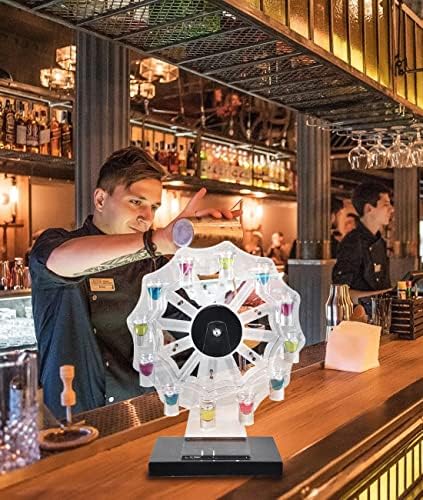 Porta de exibição de vinhos de champanhe com roda gigante, tequila liderada por bebidas alcoólicos de vinho, stand colorido