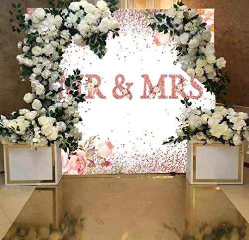 Sr. e Sra. Noivado Caso -pano de noiva Cerimônia Engajou a festa da festa de casamento para ser foto de fundo rosa de ouro rosa rosa noiva e noivo Miss da Sra. Banner para casais Booth Booth