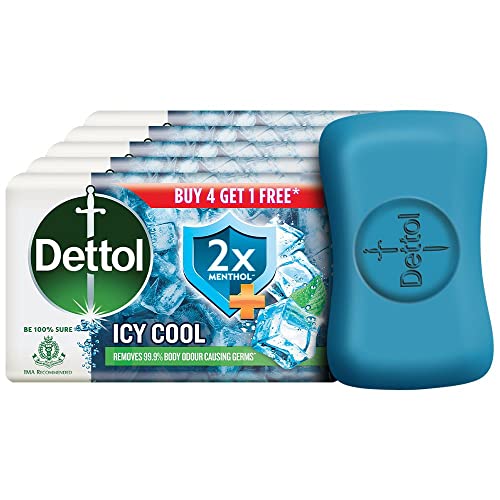 Dettol Cool Germ Protection Bathing Soap Bar, 125gm, compre 4 Get 1