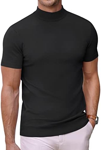 Coofandy masculino sweater sweater de gola alta camisetas de cor sólida cor de cor sólida