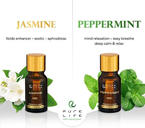 Pure Life Top 6 Essential Oils Set para aromaterapia com difusores, kit de óleo de fragrância orgânico para umidificador,