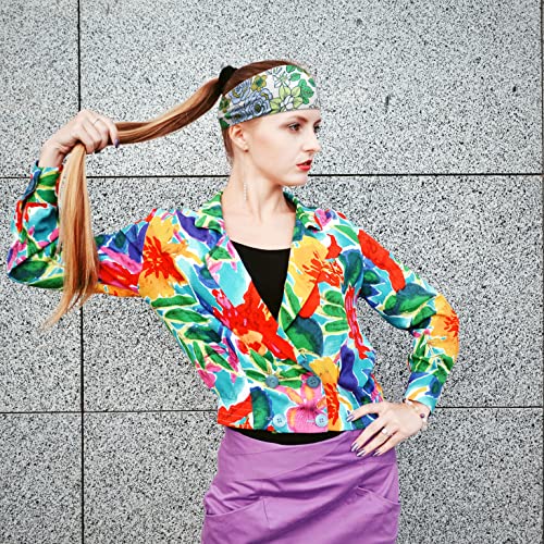 Bandas de cabeça de Honfuqit para feminino Banda de cabelo impressa Boho Elastic Sweat Hap para ioga Running Sport Head Band para meninas, 4 pacote