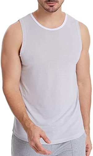 Men's Casual confortável top top sólido sem mangas o Tanque de pescoço camisetas de verão camisas de fitness singlet de fitness singlet
