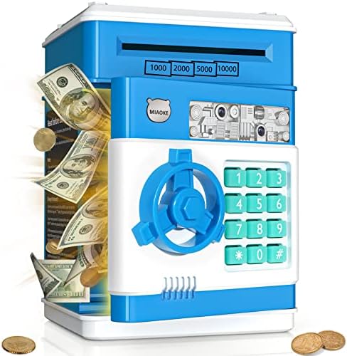 Mini ATM Toy Machine Fun Music Rolando automaticamente dinheiro real com código de senha Lock Kids Piggy Bank para economizar dinheiro
