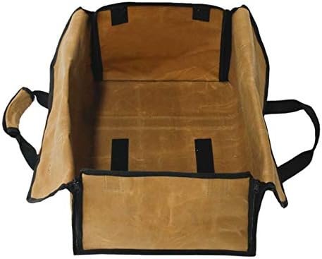 Syksol Guangming - transportadora de bolsa de envasas de lona encerada, transportadora de toras de grande capacidade para lenha, sacola de lareira à prova d'água portátil com alças duráveis, duas maneiras de usar, cinza