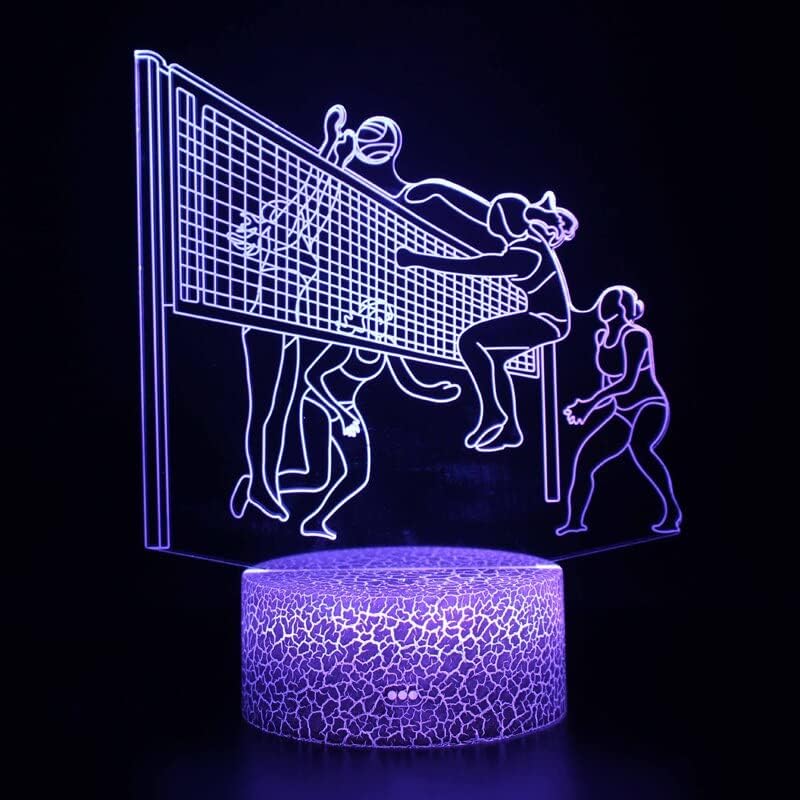 Alinzo Volleyball Badminton 3d Night Light for Boy 16 Colors Girls Room Decoração Ilusão Lâmpada LED LED