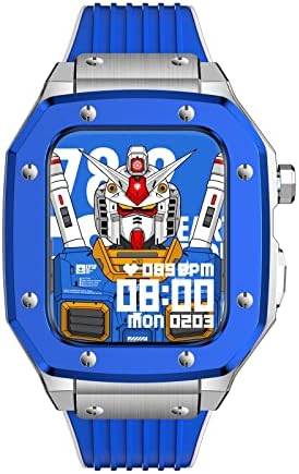 Caixa de relógio de liga de liga Adaara para Apple Watch Band Série 7 6 5 4 SE 45mm 44mm 42mm Metal Luxury Metal Rubber