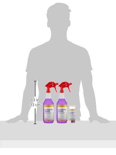 Kit de limpador para todos os fins dissolvíveis do AmazoCommercial com 2 garrafas de pulverizador e 12 PACS de recarga
