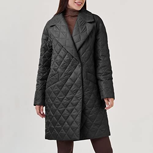 Iqka casaco quente bolsos femininos botão de manga comprida casacos de bolha curta de manga longa
