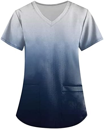 Elneeya uniformes de trabalho Scrub Tops Summer Summer Sleeve Camis de pescoço em V Scrubs de tamanho grande e respirável feminino