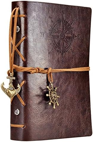 Evz Leather Writing Journal Notebook, 7 polegadas Vintage Náutica em branco Diário de cordas em branco Notas de desenho de