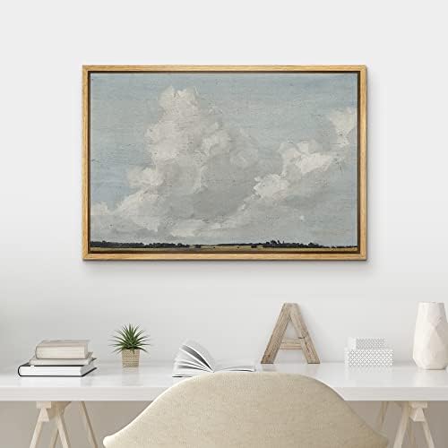 Mudecor Artina de parede de tela emoldurada nuvens cinza sobre cenário rústico paisagem natureza ilustrações selvagens