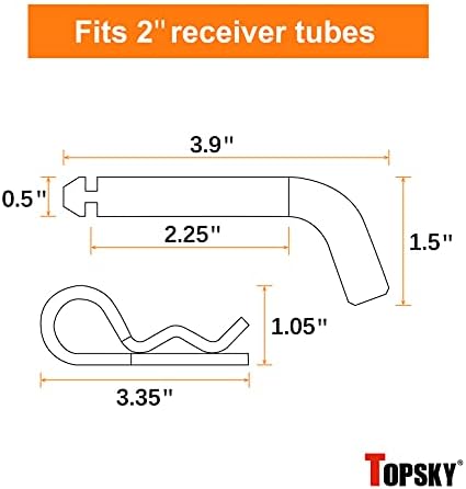 Topsky TS2012 Trailer Hitch Ball Mount com gancho, receptor de 2 polegadas, engate de reboque de haste oca, engate