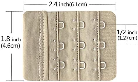 Pacote de mulheres chanie de 3 macios confortáveis ​​3 ganchos extensor de sutiã, 2,4 x 2,3