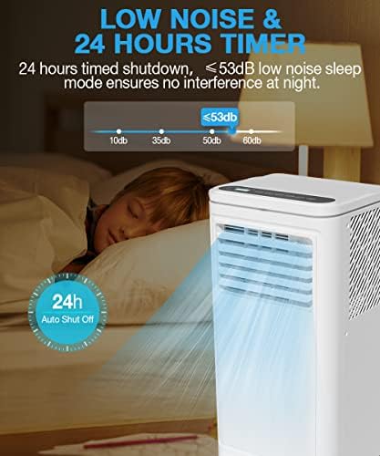 Joy Pebble portátil ar condicionado, 10000 BTU para sala de até 450 pés quadrados, desumidificador e ventilador, portátil