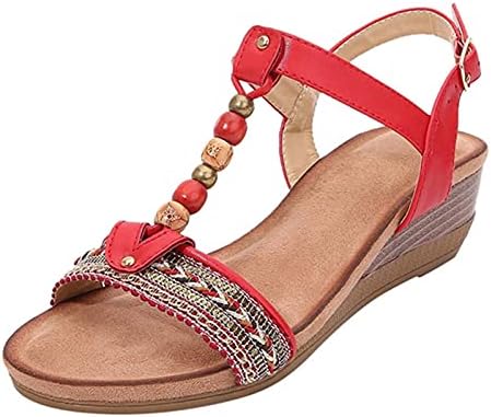 Sandálias femininas de Beiousalie Roman Roman Slip em salto baixo confortável e confortável de tamanho casual de travessia de praia de verão sandálias