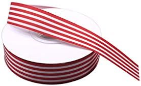 Fita listrada vermelha e branca, fita de grosta 1 polegada, fita de tecido de Natal para embalagens de presente acessórios