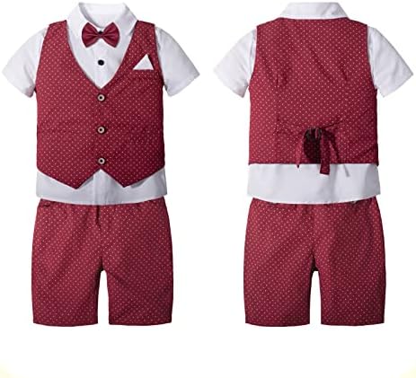 Dinysuos Ternos para meninos Crianças Tuxedo de verão Camisa branca de manga curta + lajes + shorts + vestido formal de