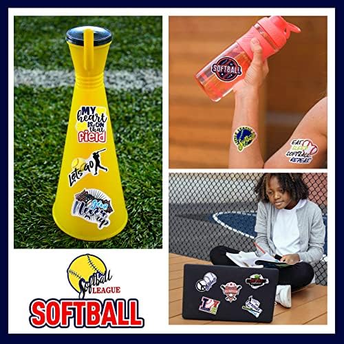200 peças adesivos de softball presentes de softball adesivos de softball para garrafa de água decalques de softball impermeabilizados