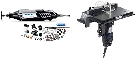 Dremel 4000-6/50 Kit de ferramentas rotativas de alto desempenho com eixo flexível- 6 acessórios e 50 acessórios e 231 Shaper portátil de ferramenta rotativa e mesa de roteador- acessório de madeira