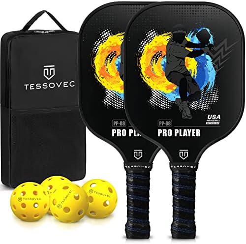 Rapdles de pickleball de tesovec, USAPA aprovada Pro grafite Pickleball Patdle Set de 2, núcleo de favo de mel de polipropileno,