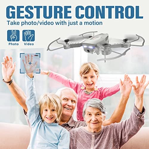 Mini drones para crianças com câmera 1080p HD, drone Wi -Fi dobrável para adultos para iniciantes, controle fácil com uma operação chave, controle de vôo / voz / gesto / gesto / gravidade, deslizamento de 360 ​​°, modo sem cabeça, ajuste de velocidade, presente de meninas com 2 baterias