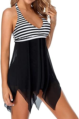 Yonique One Piece Bathing Suit para mulheres Tomme Control Swimsuit Halter Mesh Swimdress Teen Girls Swimwear