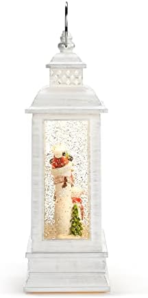 Demdaco Snowman Família Branca angustiada 10,5 x 6,5 Resina Musical Snow Globe Lantern toca música de natal